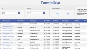 Terminlisten 2026 er publisert